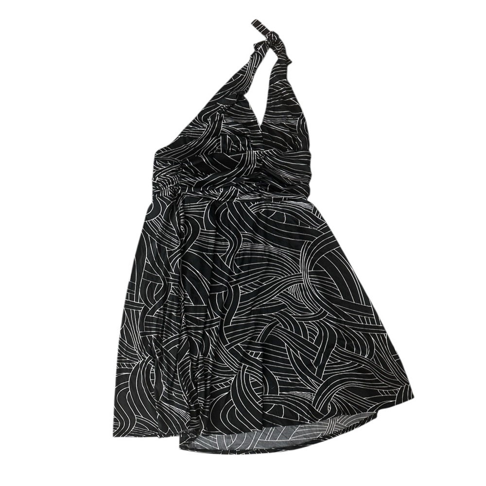Cato Halter Black and White Geometric Dress